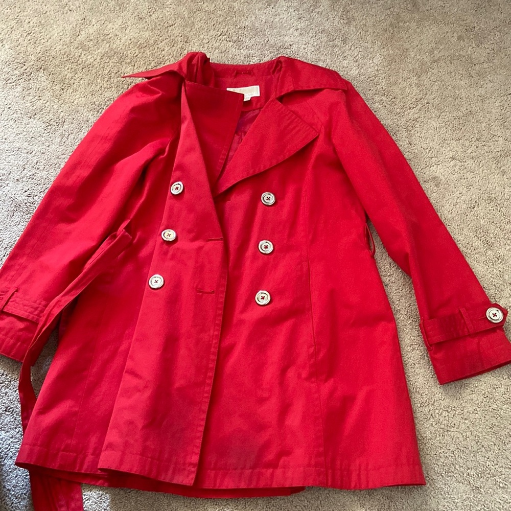 Red MICHAEL Michael Kors Trench Coat